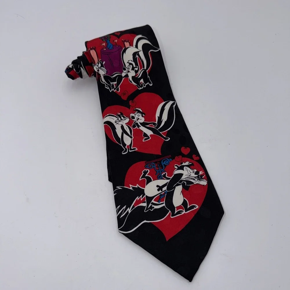Tie Looney Tunes Vintage 1994 Pepe Le Pew Valentines Love Romance 100% Silk